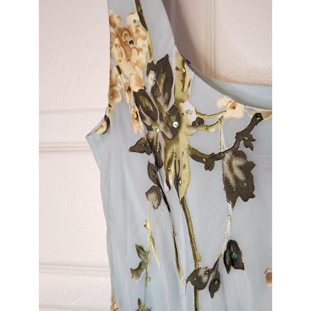 Alex Evenings Y2K Dress Fairy Floral Vintage Beaded Asymmetric Size 8 Silk Blue - Picture 14 of 16